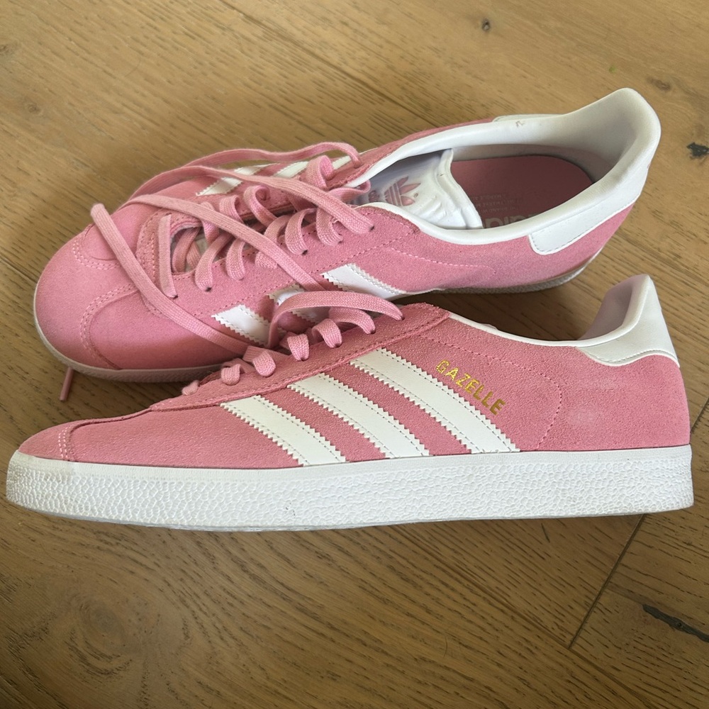 adidas Gazelle Pink and White Sneakers